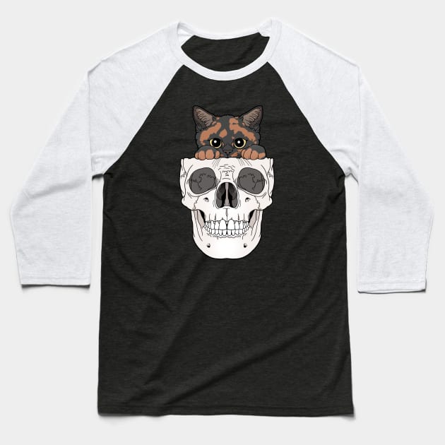 Torte Kitty & Skull Baseball T-Shirt by tiina menzel